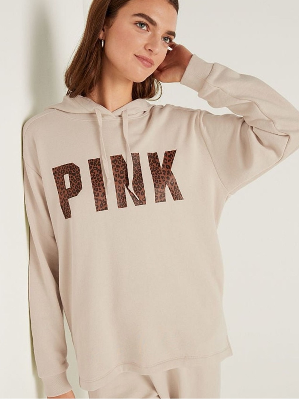 PINK Victoria's Secret Leopard-Print Campus Pullover Hoodie